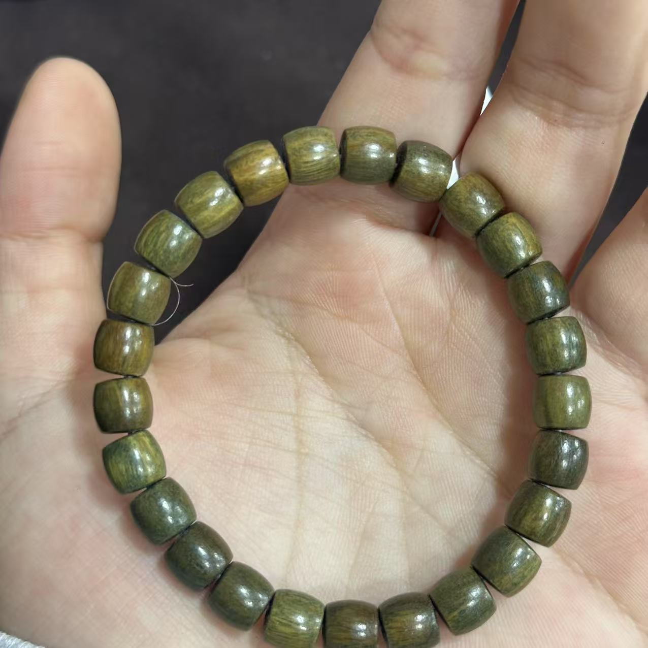 绿檀桶珠卡7维腊木单圈手串 257（无礼盒）