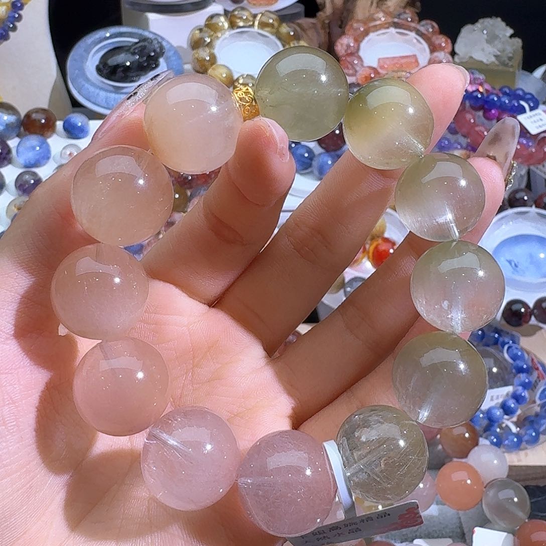 水晶手链18K金镶嵌天然巴西兔毛手串2