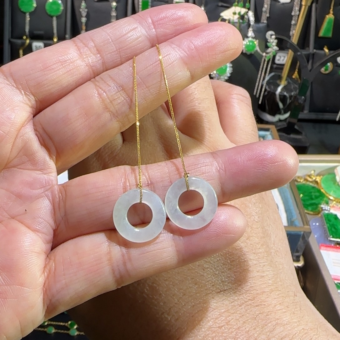 翡翠18K金镶嵌颈饰耳线