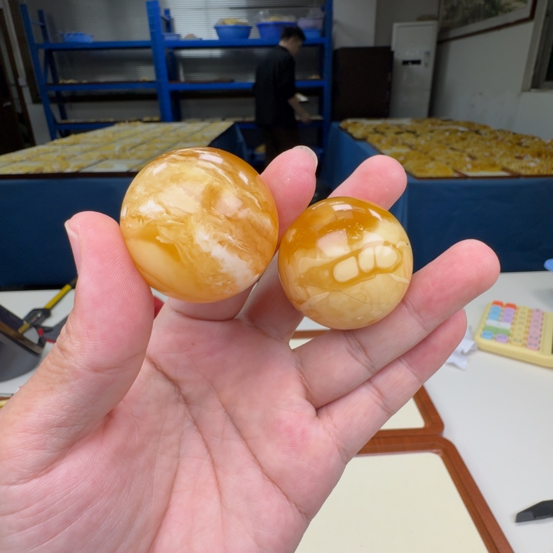 琥珀未镶嵌手链蜜蜡单珠2颗