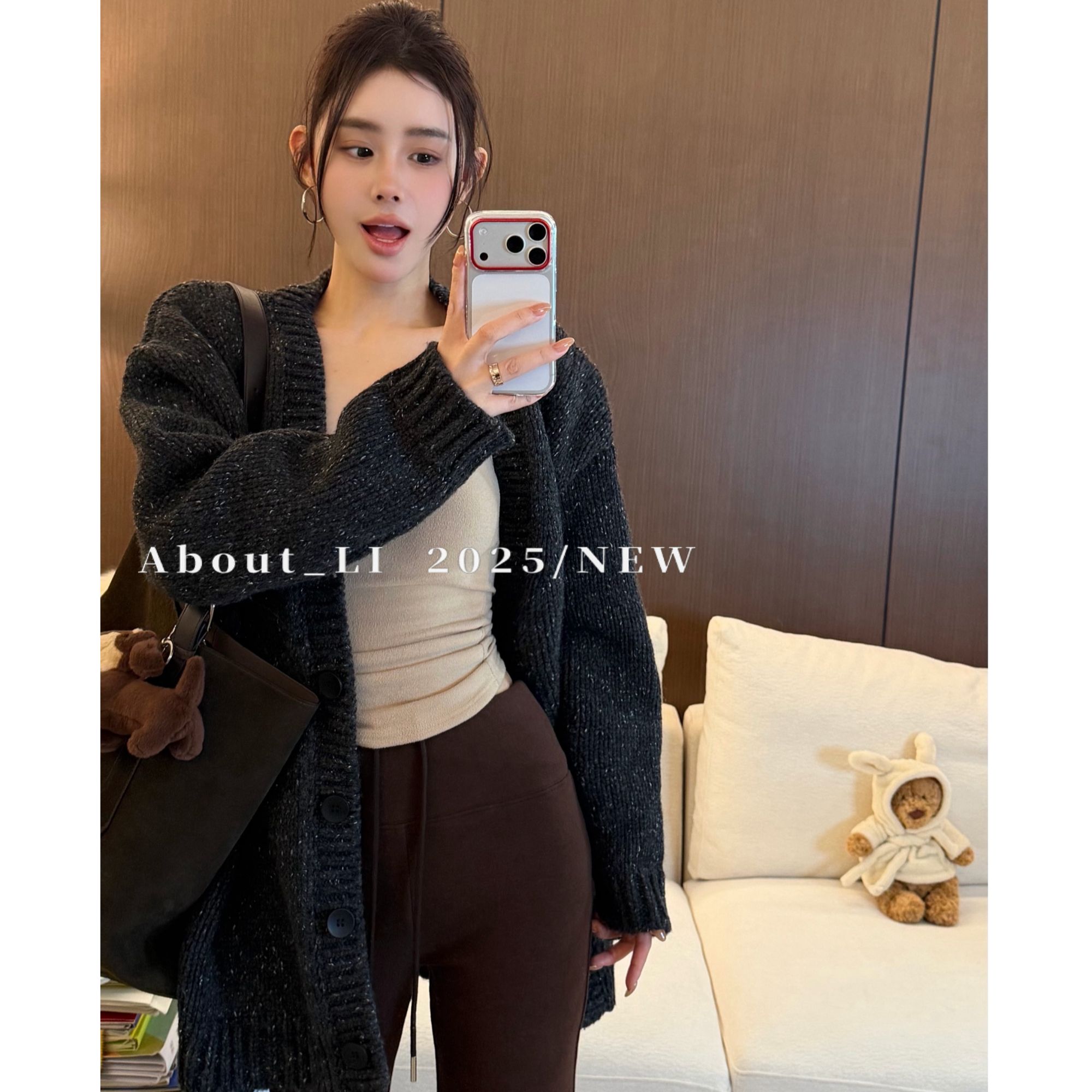 【YUAN  LI】长期主义 羊毛雪花厚实保暖松弛针织开衫毛衣外套