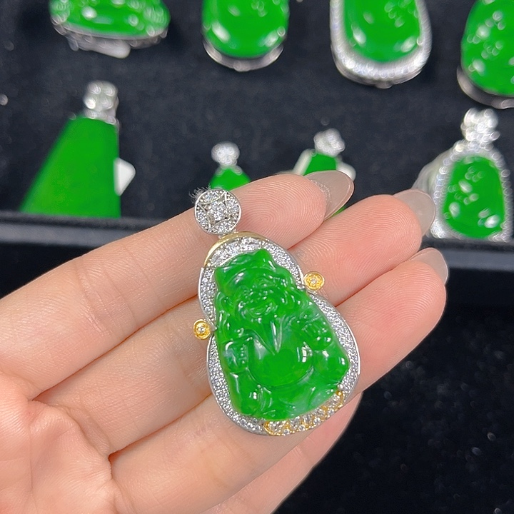 翡翠银S925镶嵌吊坠(不含链)