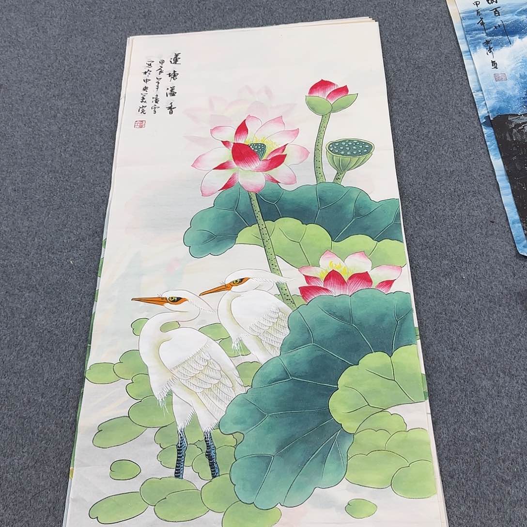 国画尺寸50X100手绘作品 