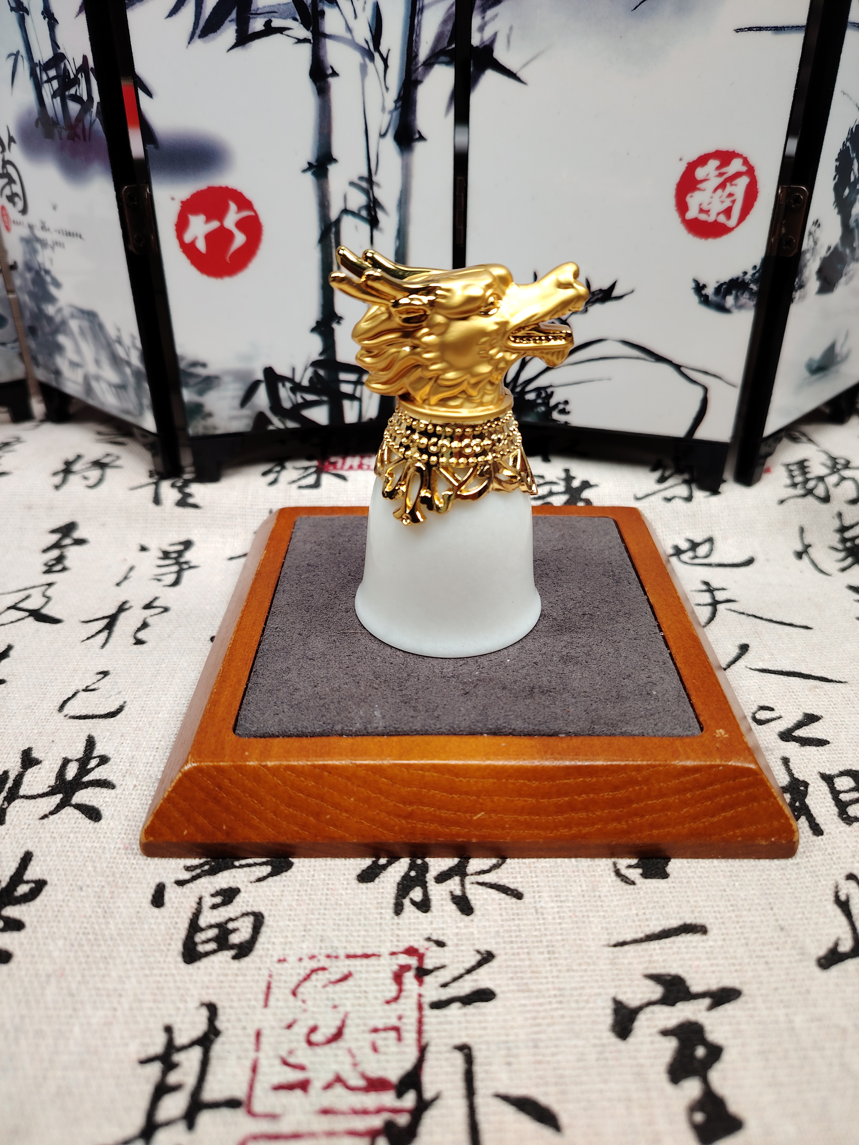 【初心甄选】中式传统国风岫玉生肖龙茶杯