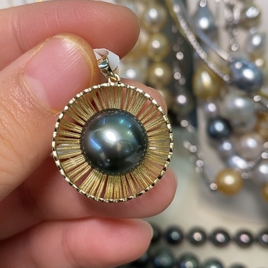 海水珍珠颈饰银S925镶嵌13.5