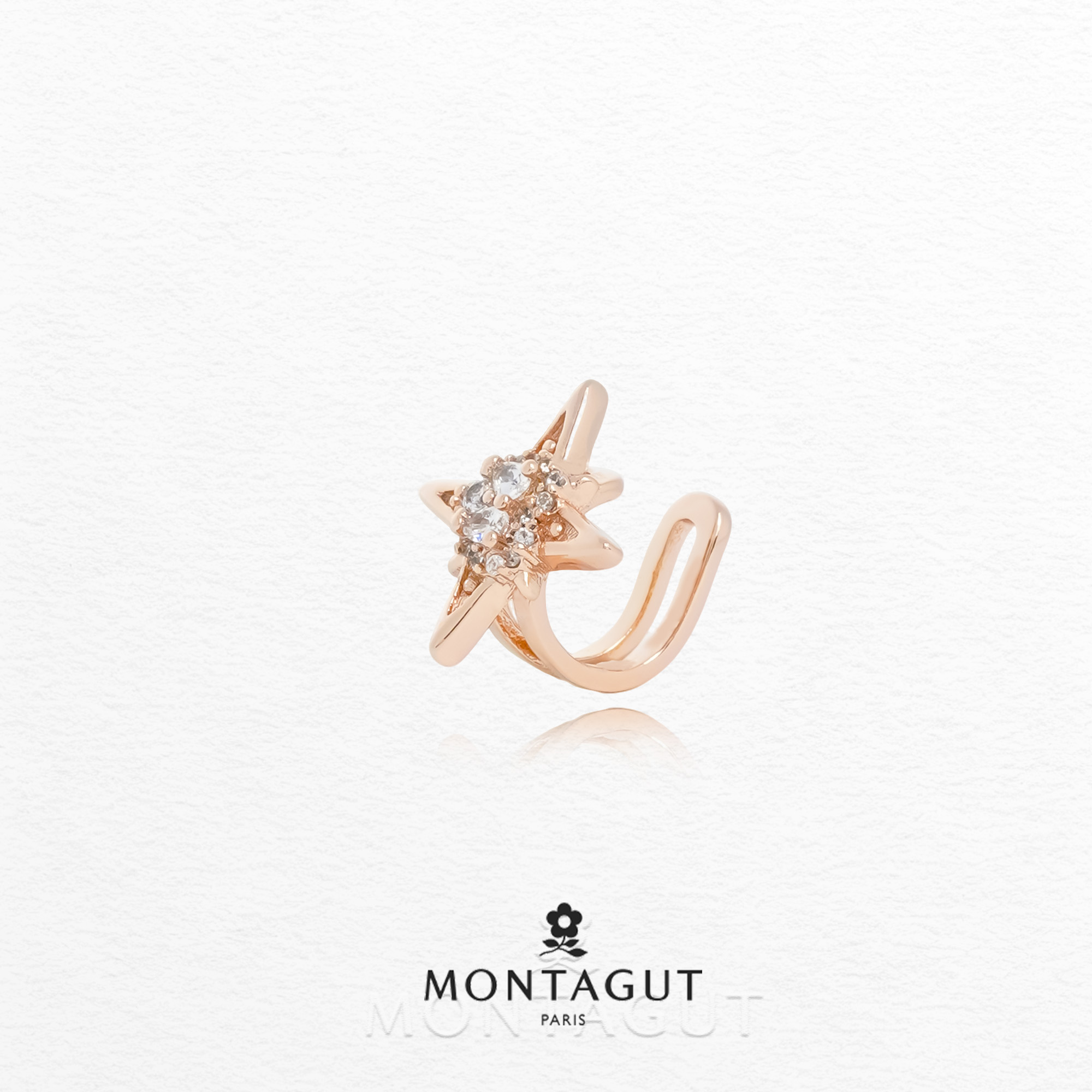 铜合金锆石耳饰 法国梦特娇时尚系列璀璨十字星耳骨夹【4080】JJ