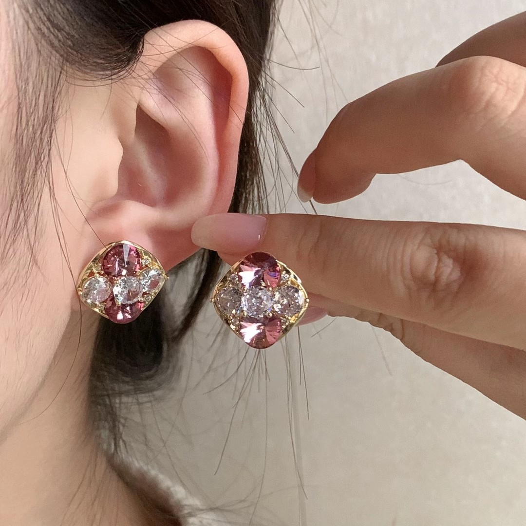 铜合金耳饰 复古卫星方形蚊香盘耳夹无耳洞耳饰轻奢高级感春夏