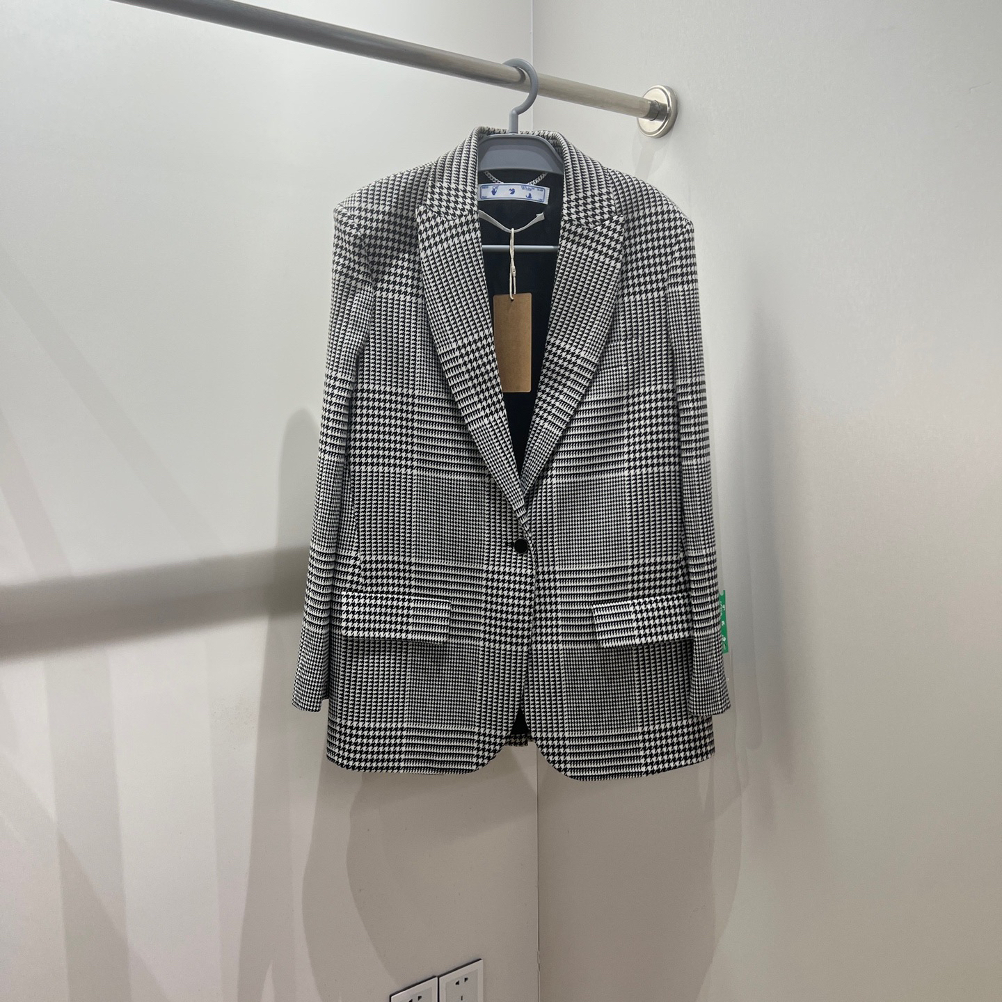 99新 maje vem750/Off white千鸟格外套 羊毛 38码