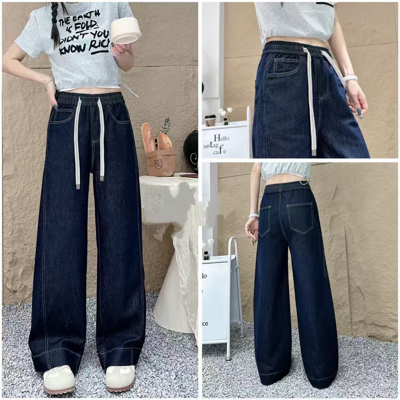 K1082丹宁蓝直筒宽松牛仔裤6539