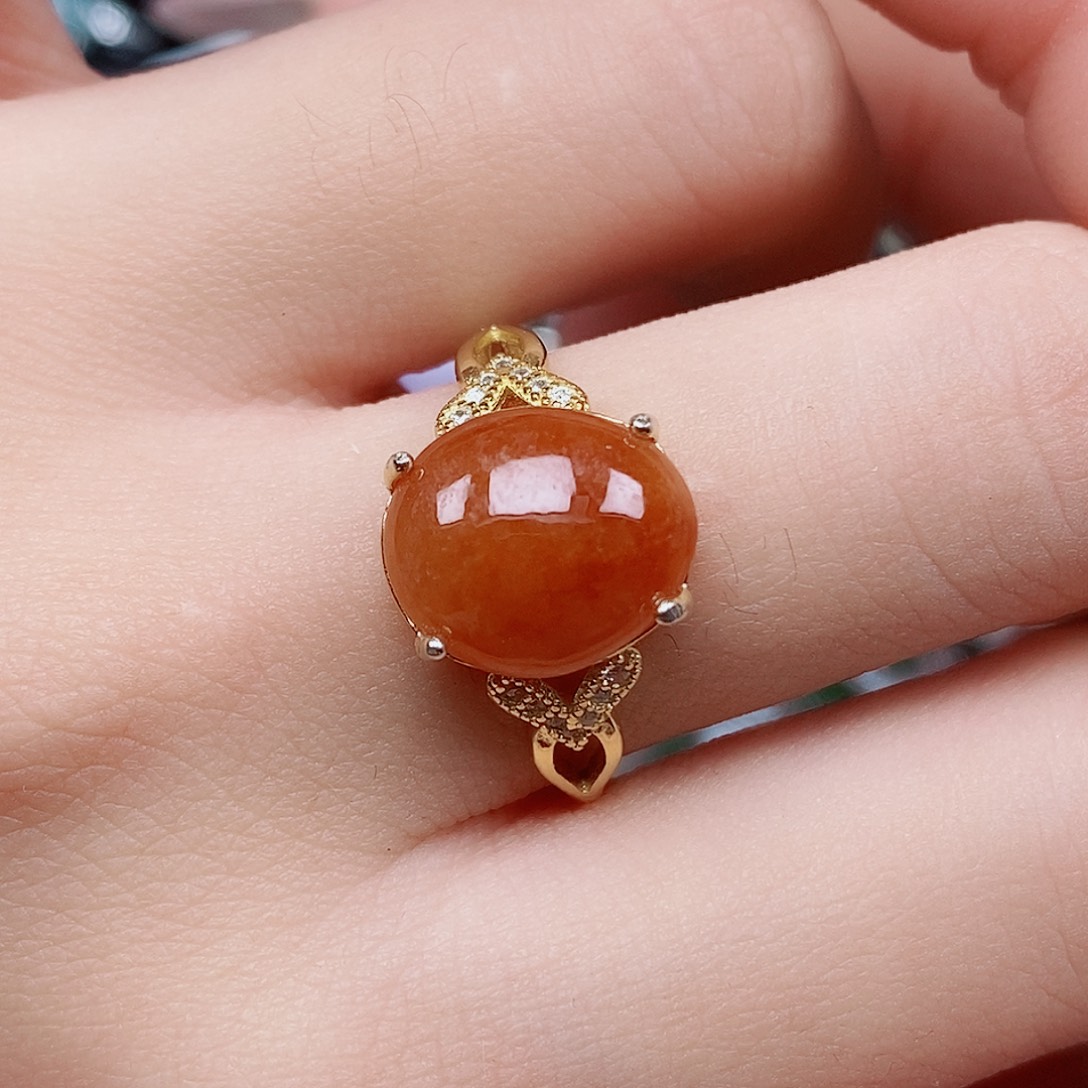 翡翠戒指银S925镶嵌戒指