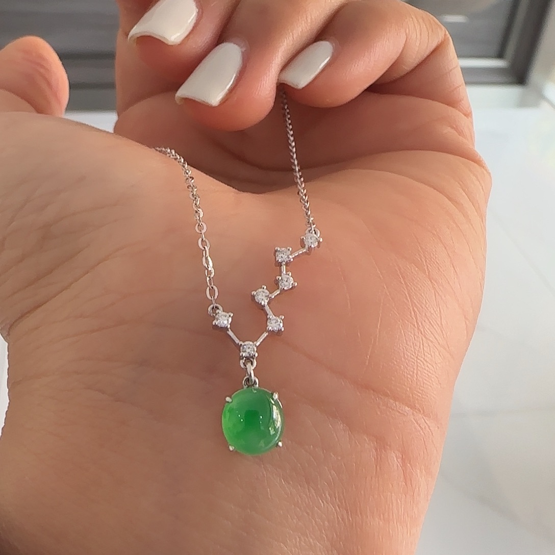 翡翠戒指18K金镶嵌幸运七星