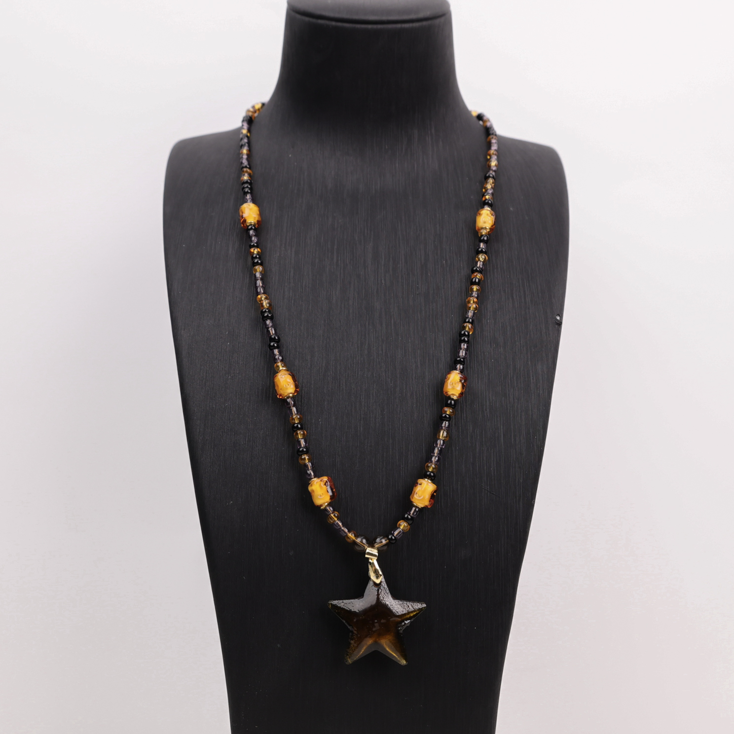 合金项链 玉楼东合金项链 LZ1327 深灰色星星吊牌琉璃项链54cm