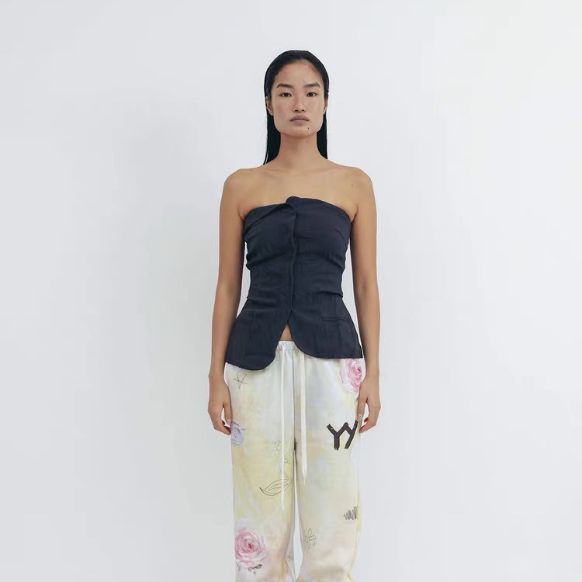 OPENYY 25AW 设计师品牌 黑色抹胸 WHATsUP