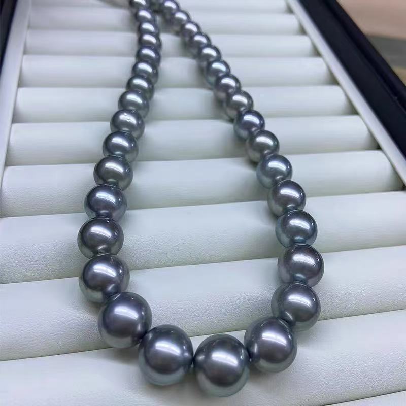 天然大溪地海水黑珍珠项链