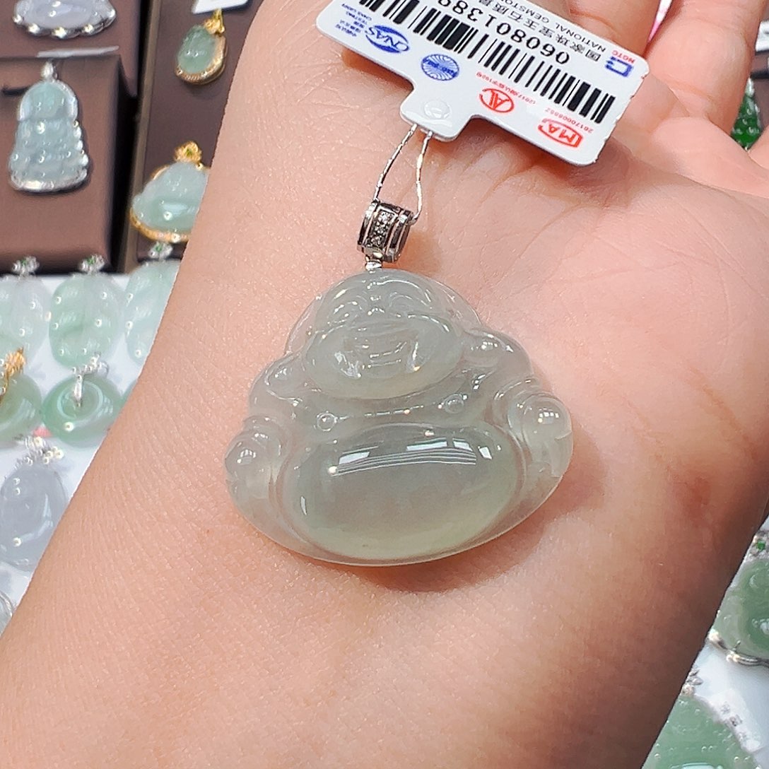 翡翠18K金镶嵌吊坠(不含链)佛公