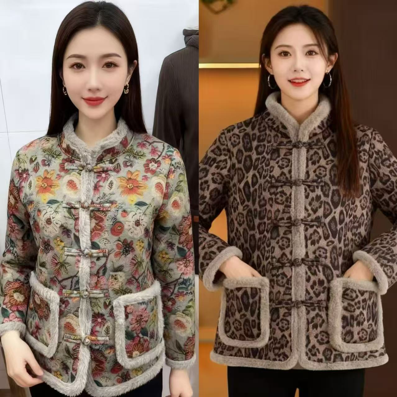 国风盘扣花色棉衣棉服三层加棉加厚可过冬网红爆款洋气时尚减龄