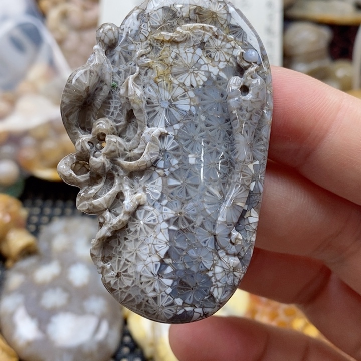 硅化珊瑚（珊瑚玉）颈饰未镶嵌