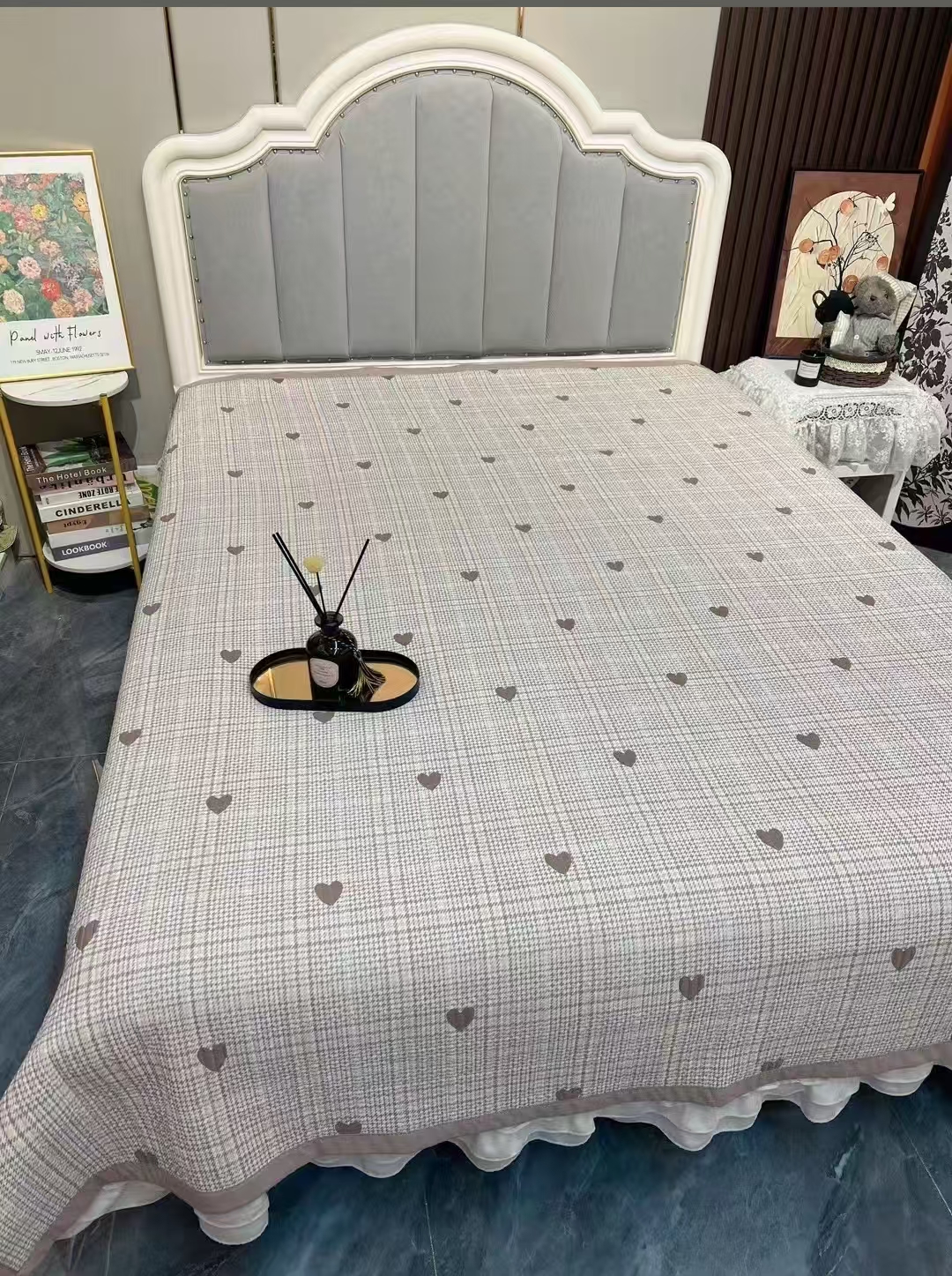 【千鸟格咖桃心】莫代尔凉感丝床盖