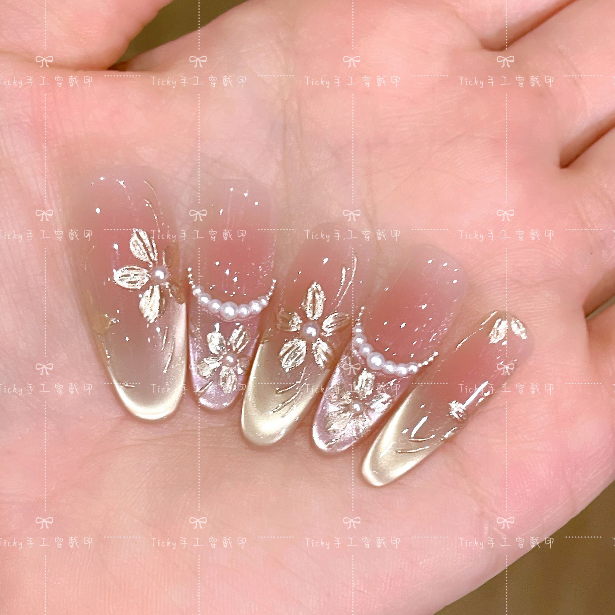 【金枝玉贵】高级纯欲气质优雅复古猫眼手工穿戴甲片