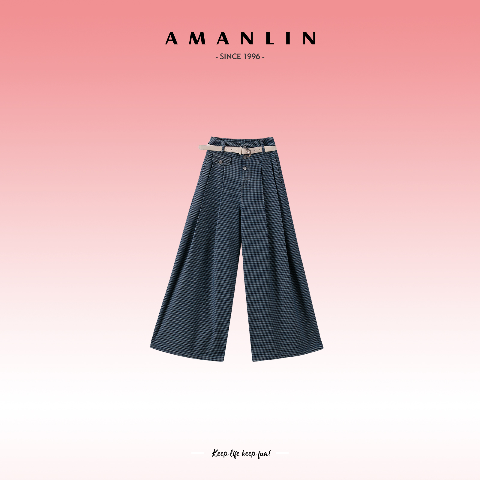 AMANLIN/阿谩琳【晚风】春季高腰显瘦气质直筒长裤牛仔裤F595525