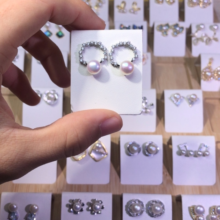 淡水珍珠耳饰银S925镶嵌