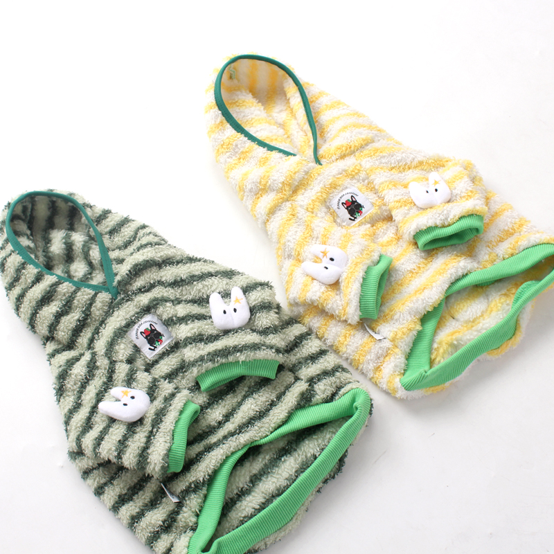 Tigerdog小狗法斗巴哥冬新款狗宠物双面绒彩条加绒保暖绒两脚衣