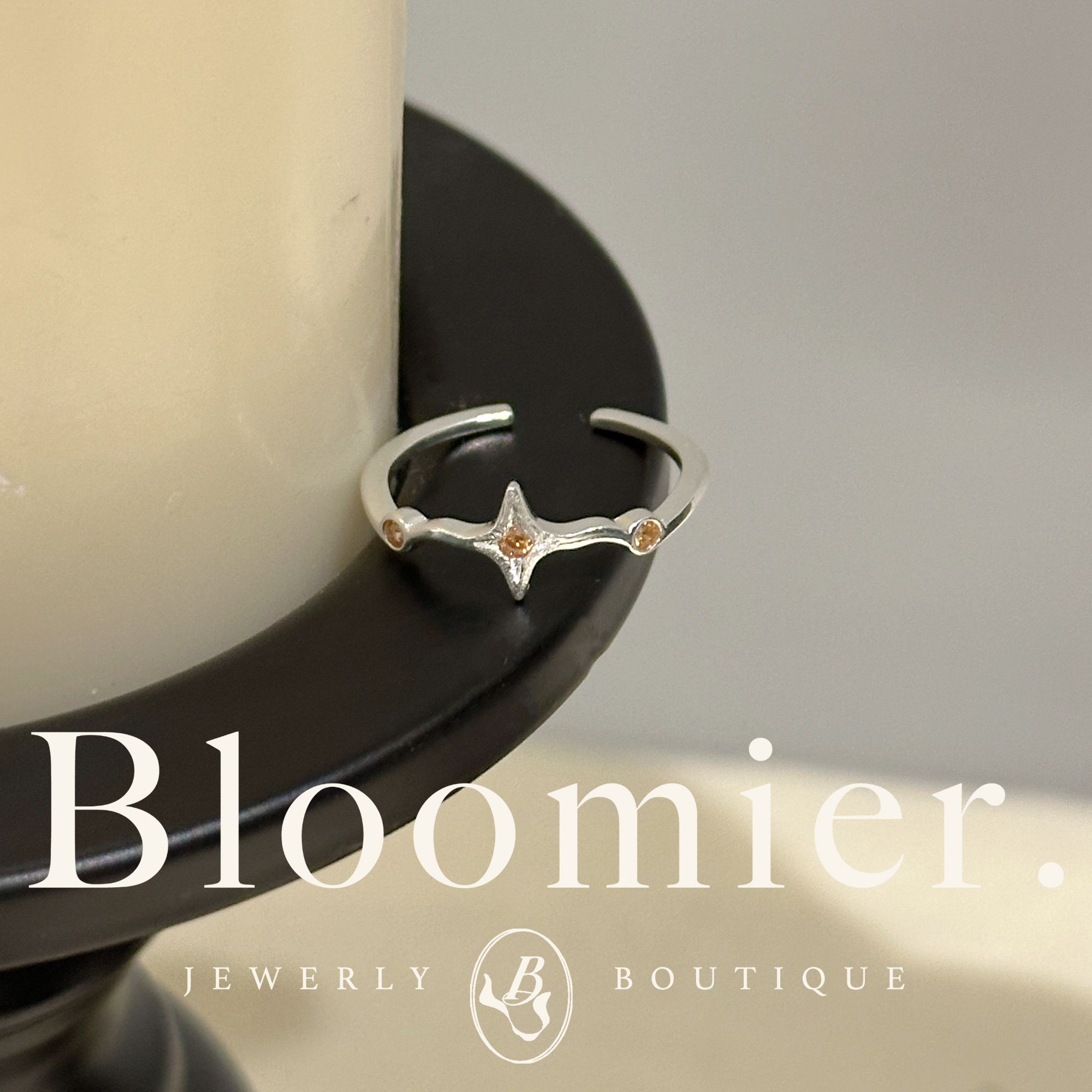 925银锆石戒指 【Bloomier】S925纯银 元气汽水星芒戒指 开口可调节