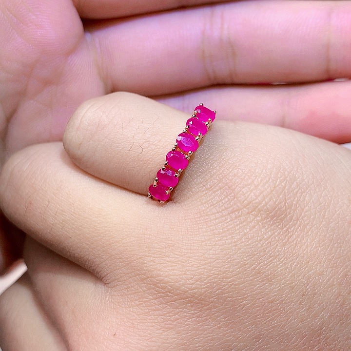 红宝石戒指银S925镶嵌