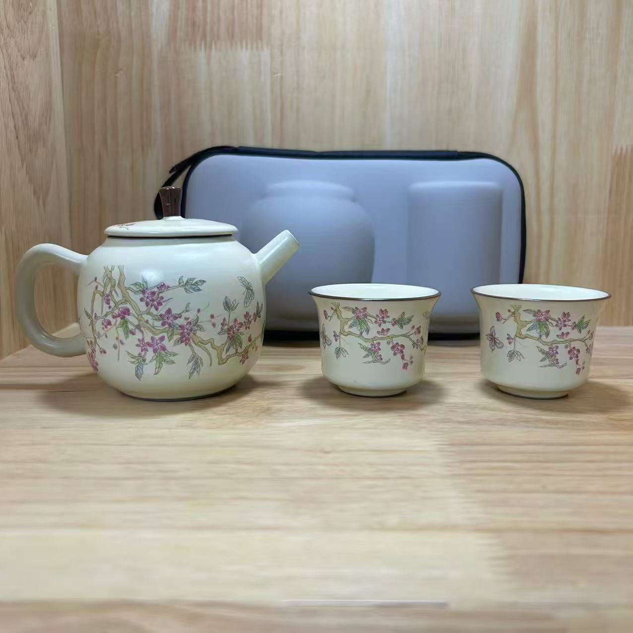 紫藤花 黄汝 陶瓷快客杯一壶两杯 LC