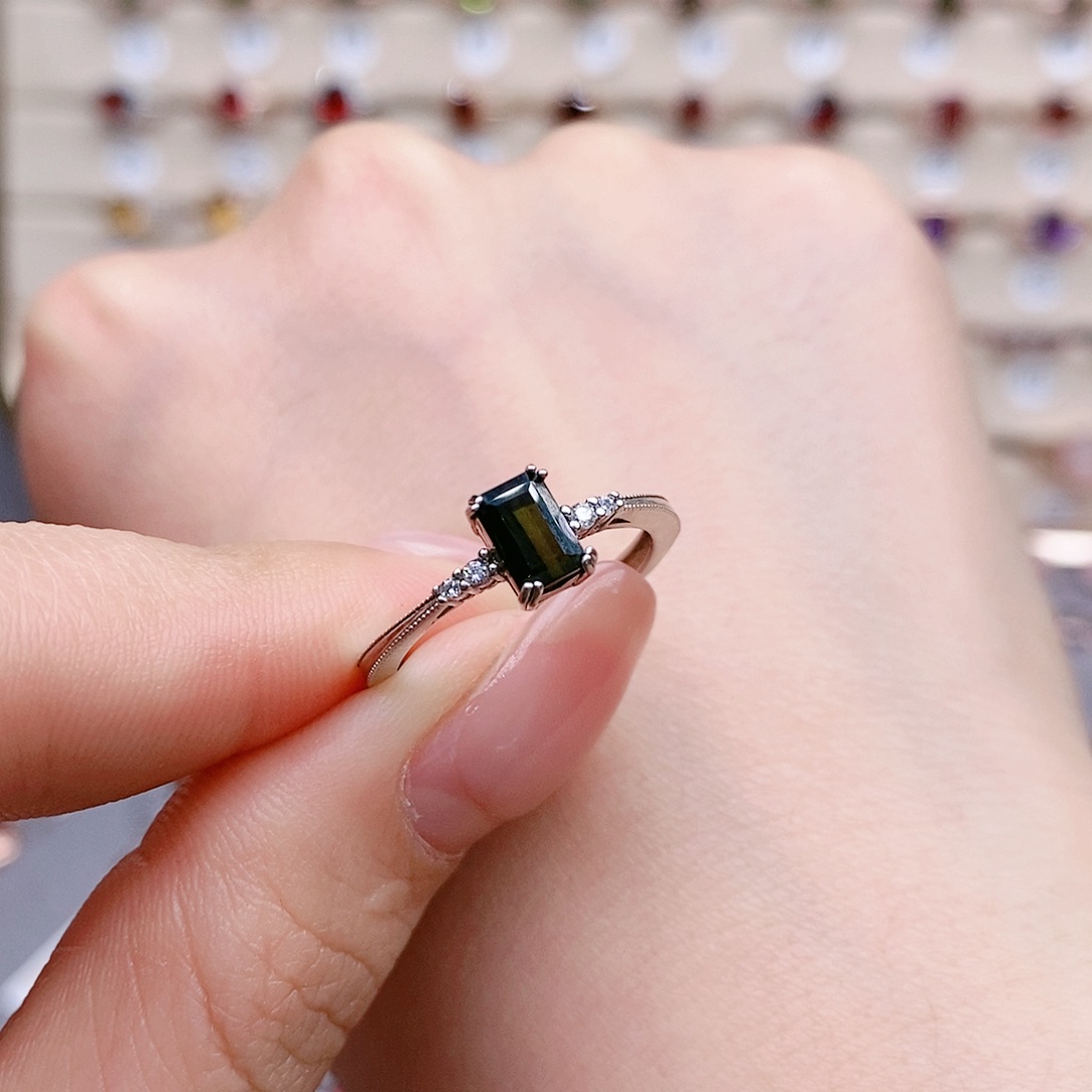 碧玺戒指银S925镶嵌戒指