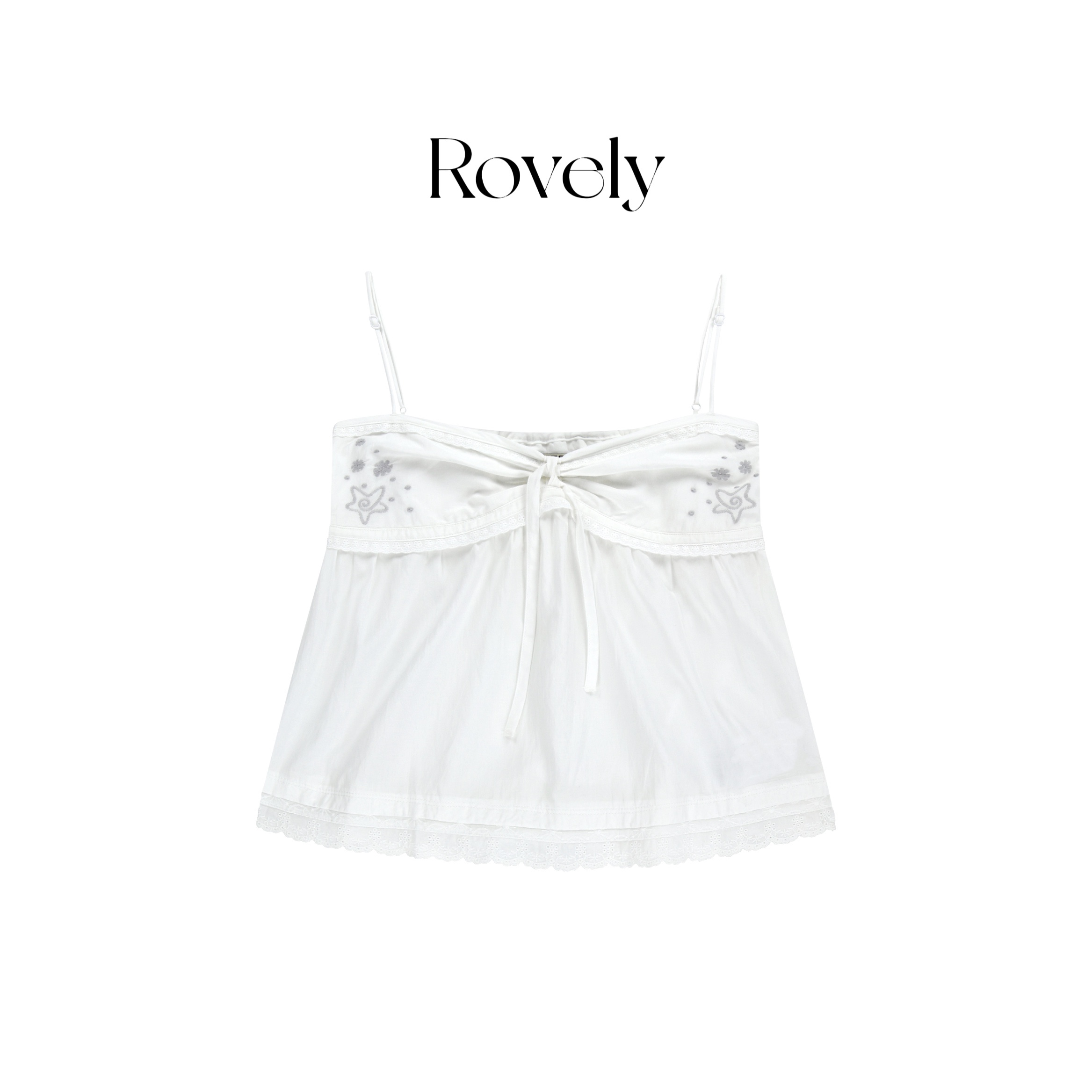 Rovely【Coy刺绣吊带】原单定制重工刺绣可调长度吊带背心