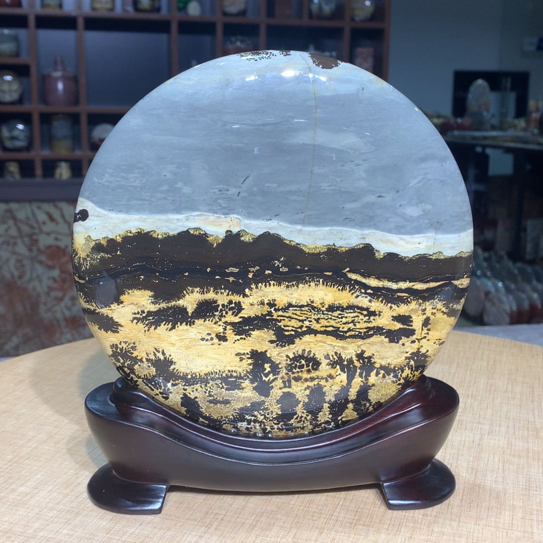 紫砂花瓶广西国画石，观赏收藏