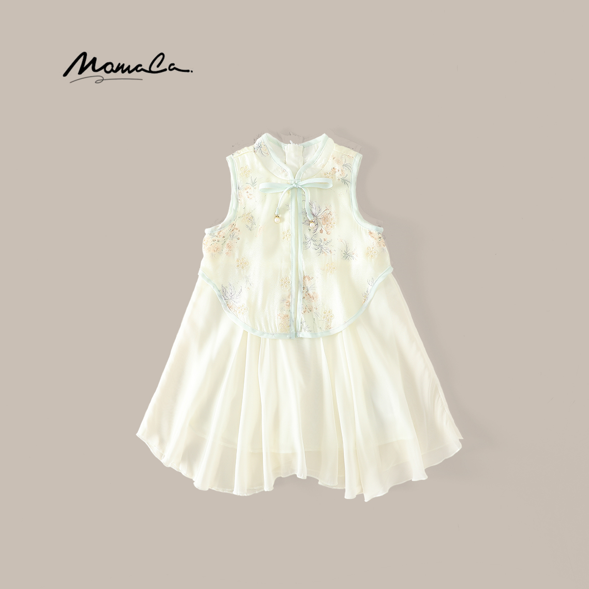 MOMOCO夏季女童甜美国风无袖连衣裙77630478021