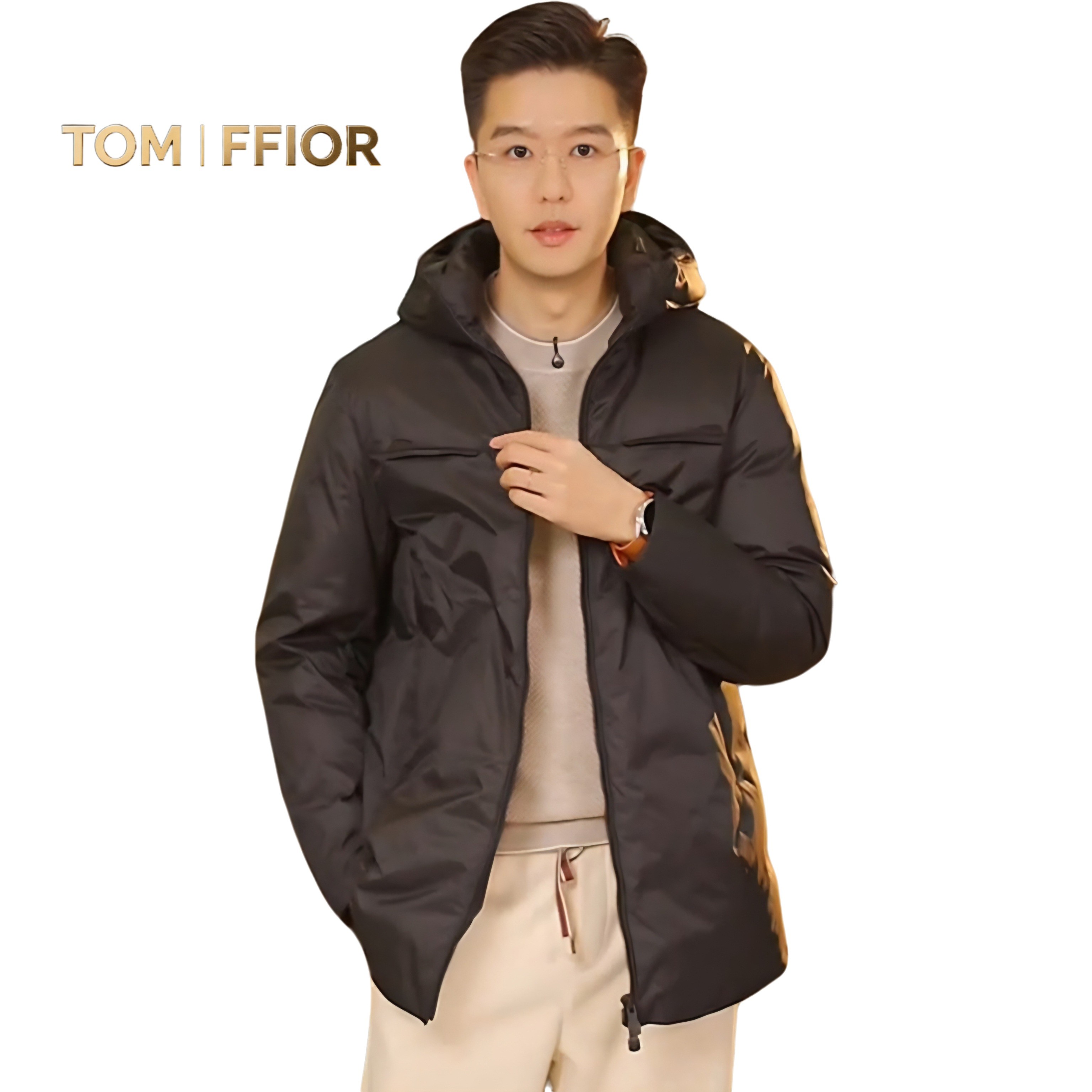 TOM FFIOR 【T*F-2w+】低调奢华! 90白鹅绒拉链纯色连帽休闲服7873