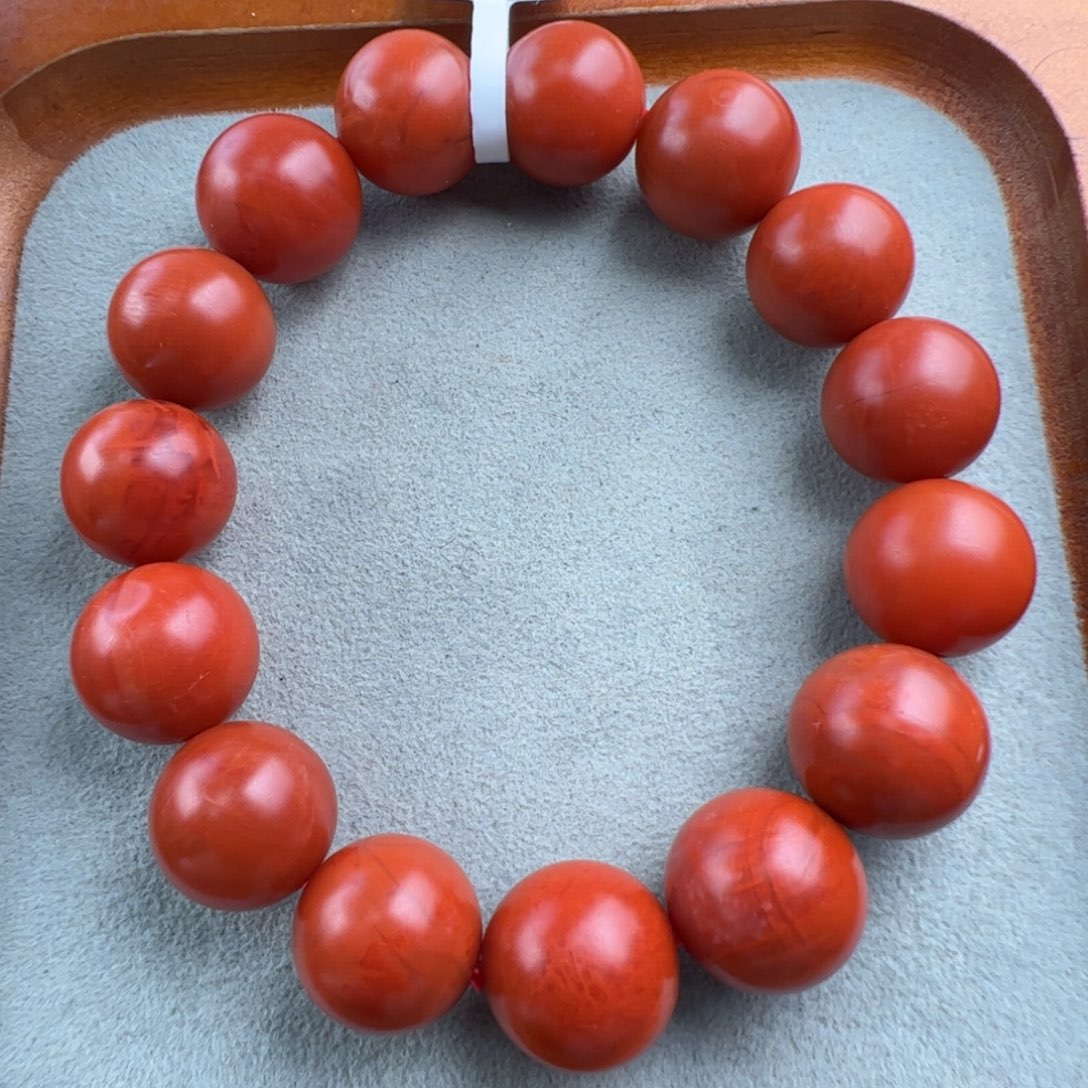 南红玛瑙未镶嵌（保山满肉哑光手串14+）