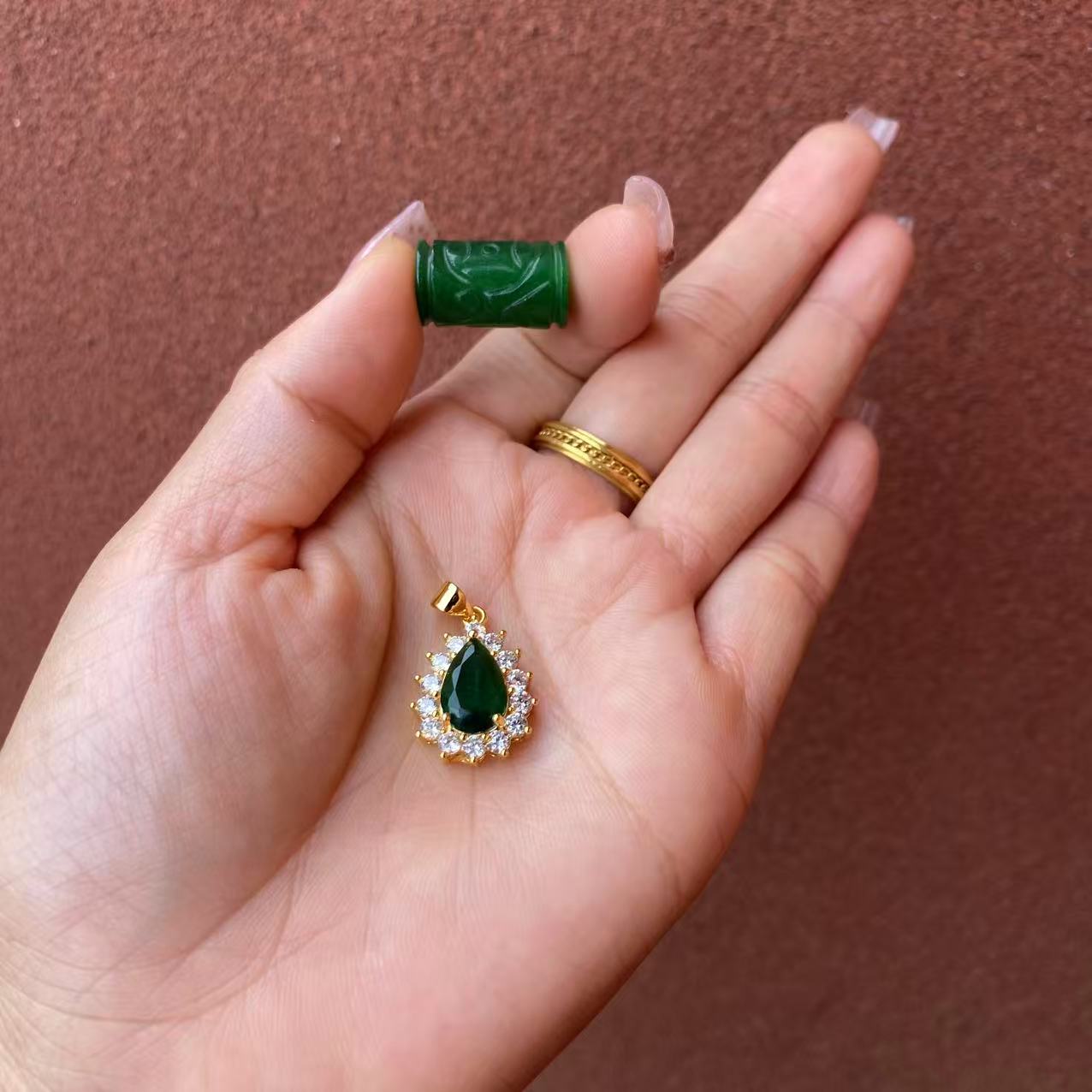 吊坠足银 399-水滴镶嵌吊坠