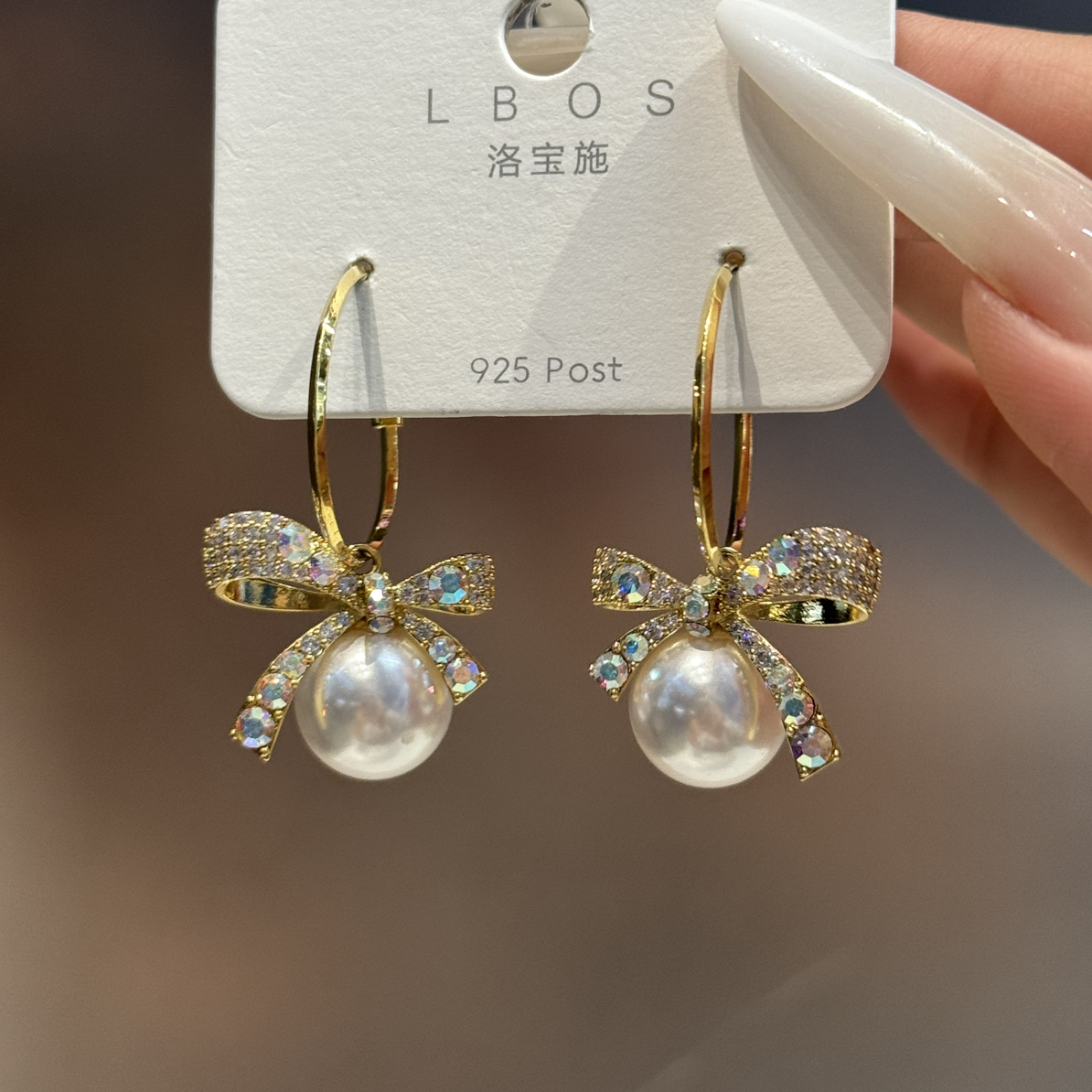 铜合金仿珍珠耳饰 蝴蝶结C圈s925银针耳环轻奢时尚百搭甜美耳饰