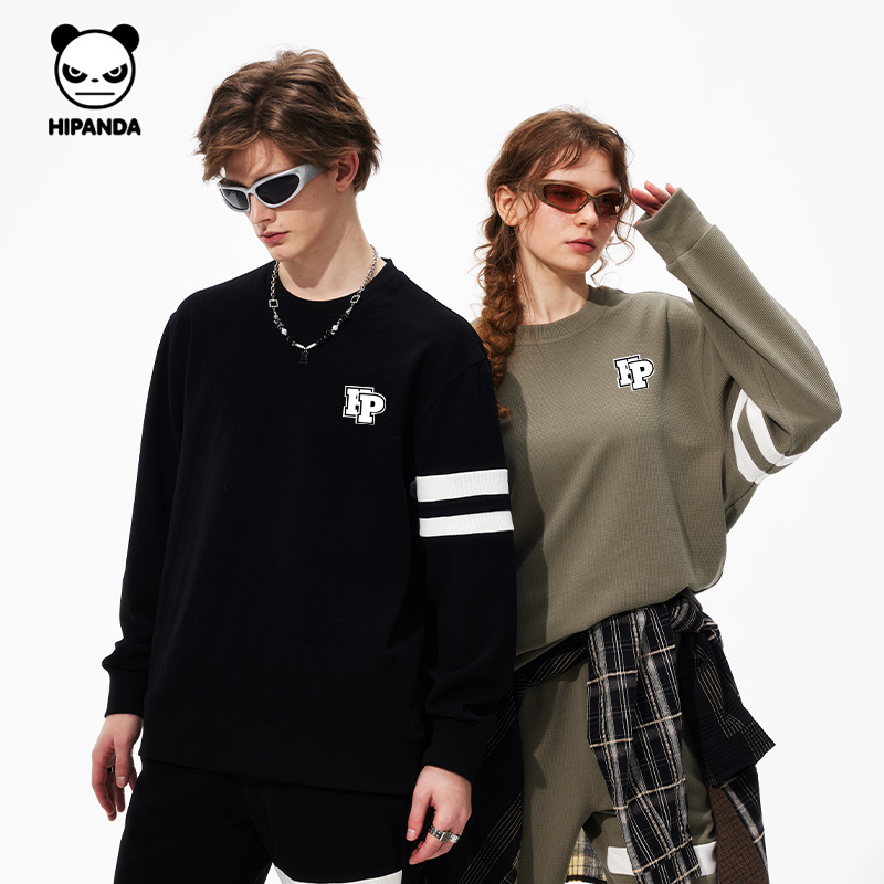 HiPanda你好熊猫双杠设计时尚潮流圆领卫衣2025蛇年新款休闲套装