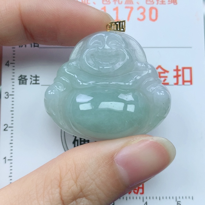 翡翠颈饰18K金镶嵌天然翡翠a货