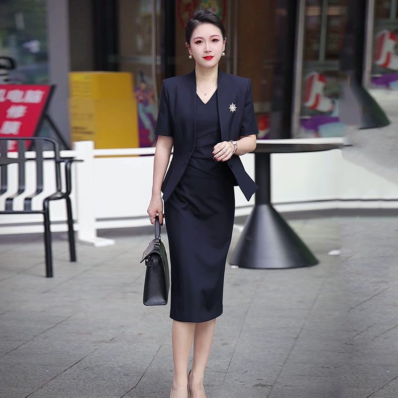 A1033珠宝店工作服女高级美容院酒店职业装工装短袖西装套装夏