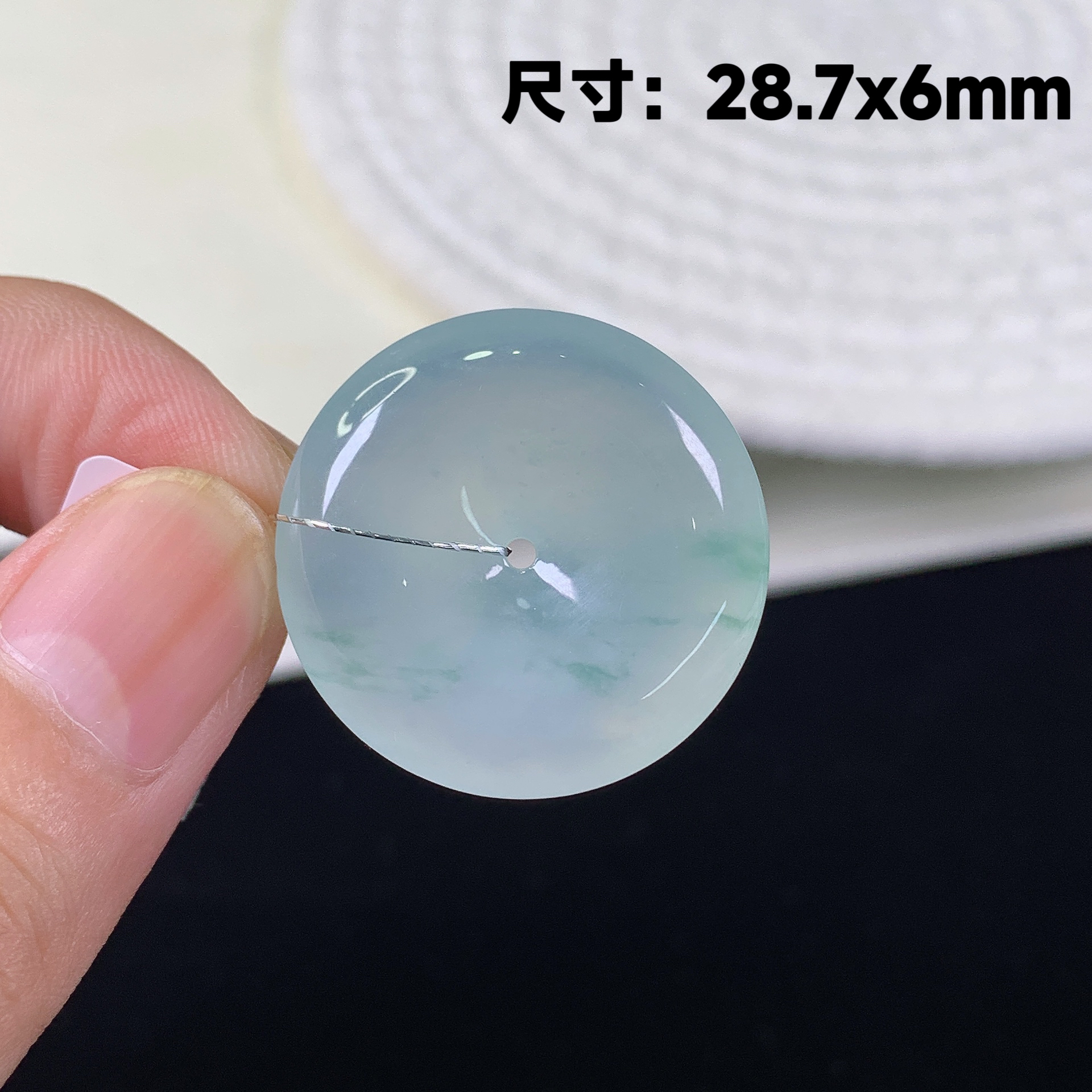 编号109309 缅甸天然A货翡翠老坑冰飘花精致百搭怀古平安扣吊坠