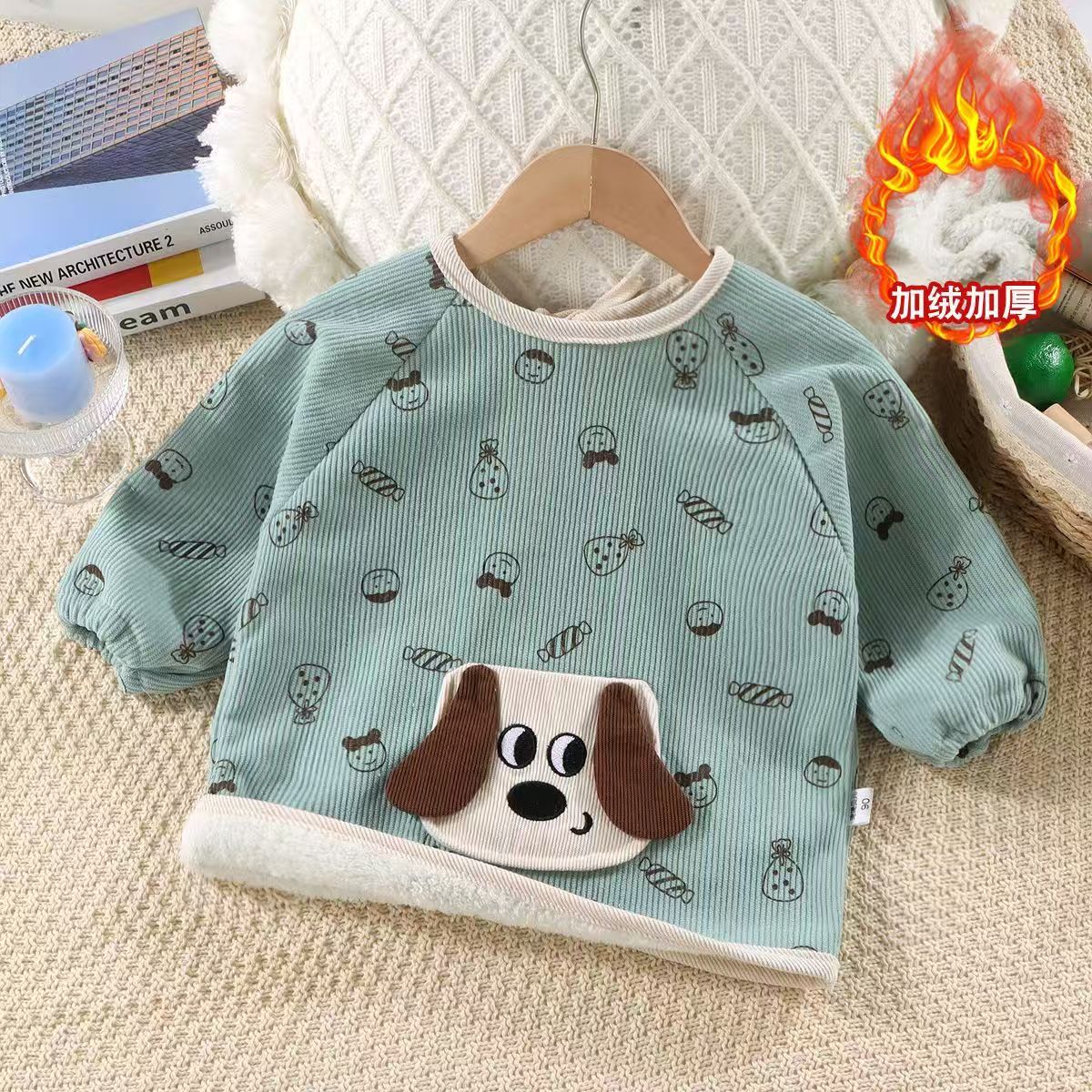 儿童加绒罩衣儿童围裙吃饭婴儿防油耐脏加厚围兜（直播间介绍为准）