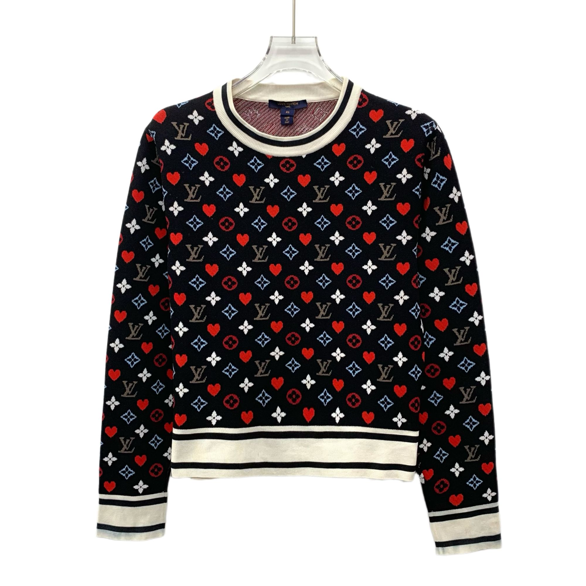 95新 LouisVuitton/路易威登  KW0137 logo老花满印针织衫 XS码 