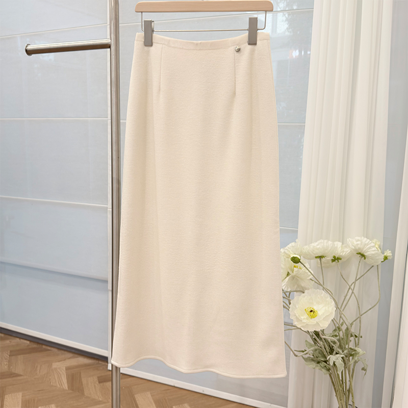 115BQ4269韩系简约高腰显瘦半身裙女冬季时尚百搭后开叉厚款A字裙