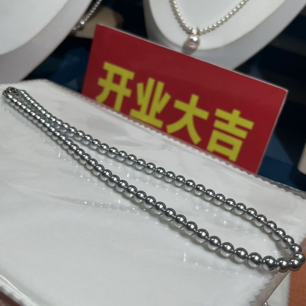 链子925银 奶奶灰元宝扣6mm时尚百搭项链
