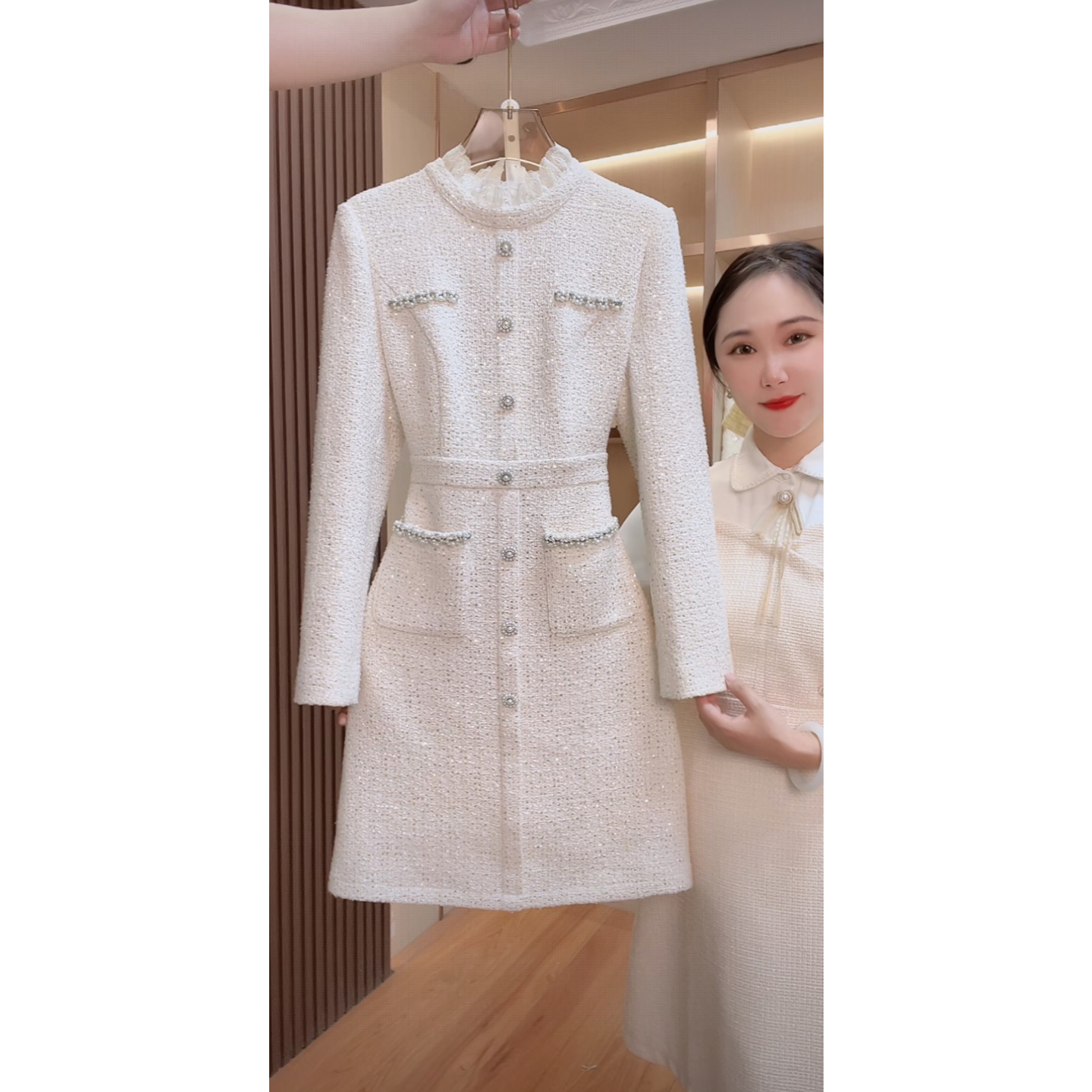 【少量现货】9271囯内设计师品牌女装气质收腰长袖连衣裙