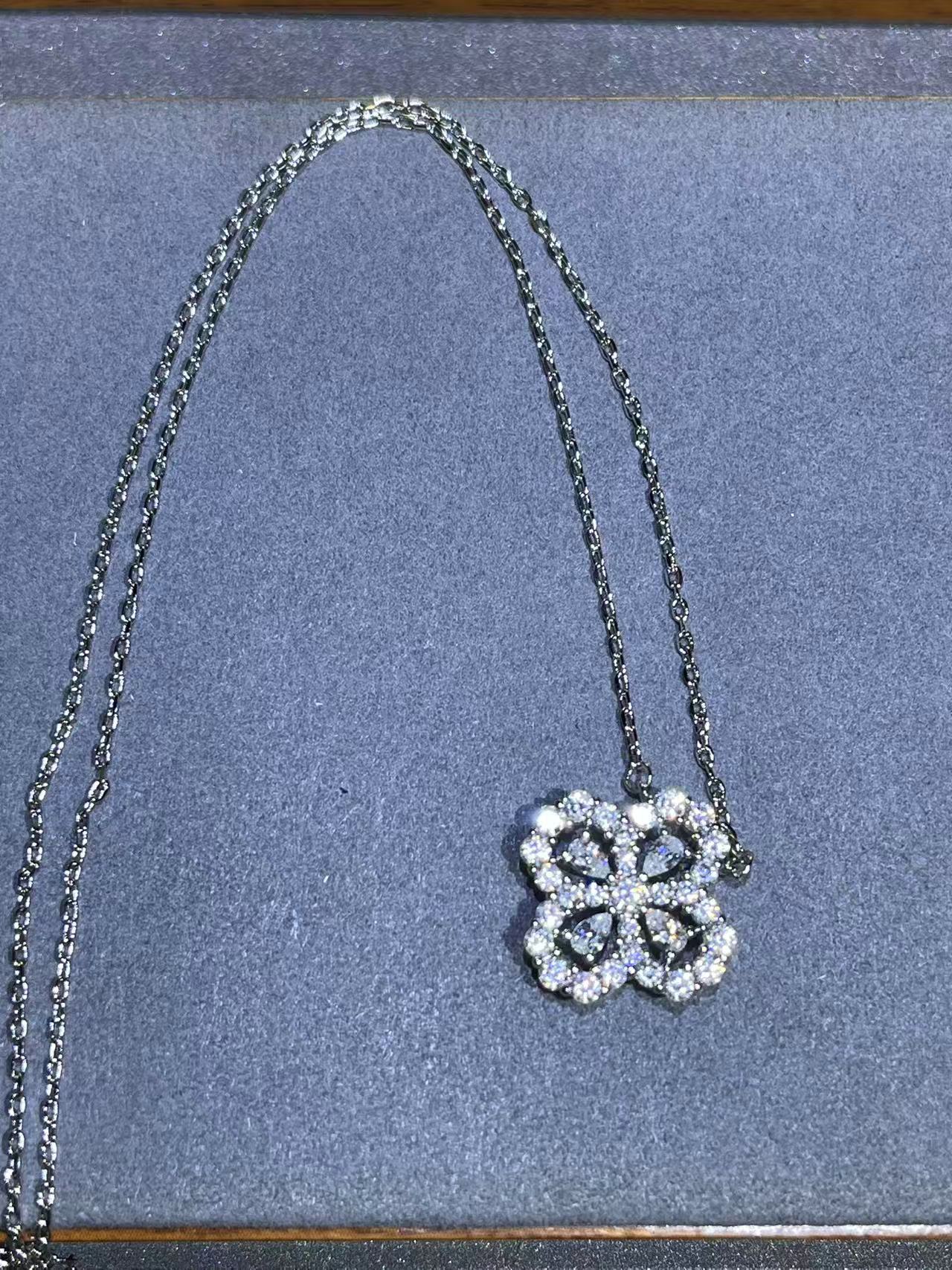 钨合金珐琅项链 a2105白色四叶草一体链多样性发货