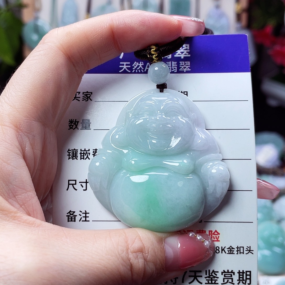 翡翠未镶嵌颈饰佛公23