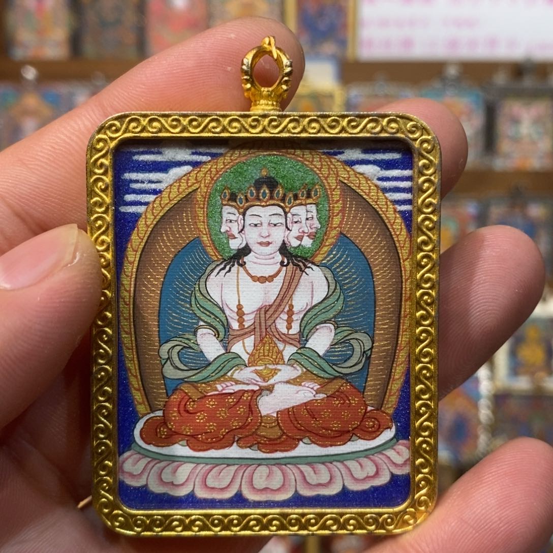吊坠嘎松纯手绘藏卡大日