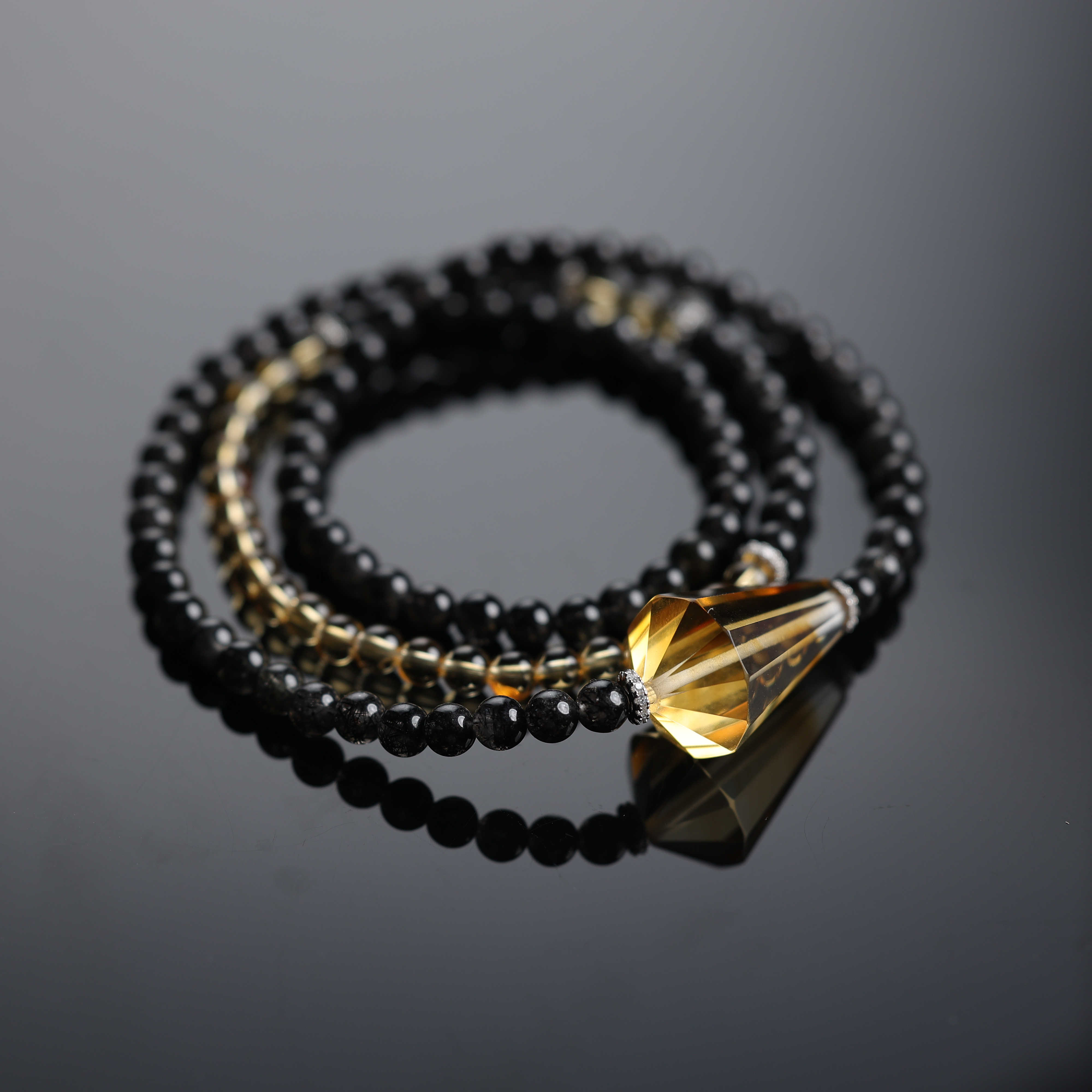 本真 | 骑士 | 原创设计精品高段位黑发晶4mm项链